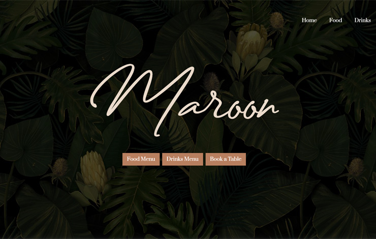 Website Design for Caribbean Restaurant in Herne Hill | Maroon Restaurant