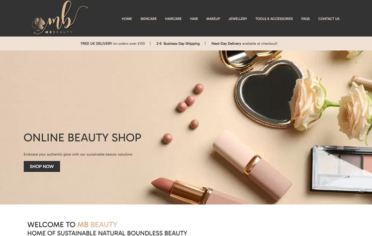 Website Design for Online Beauty Shop | MB Beauty Ltd