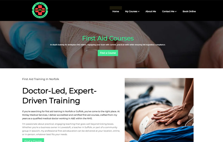 Website Design for Expert First Aid Training in Norfolk | McKay Medical Services
