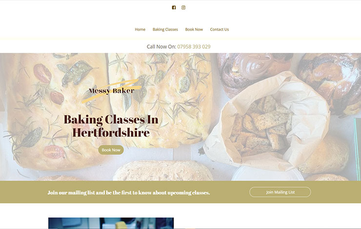 Website Design for Baking Classes in Hertfordshire | Messy School of Bakery