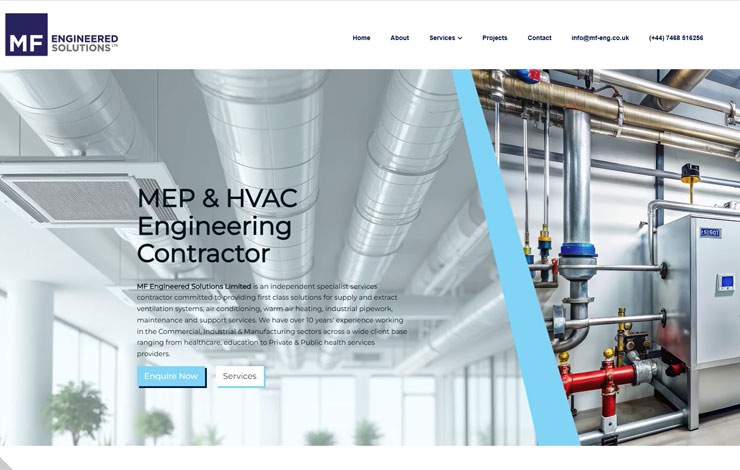 Website Design for Trusted HVAC Engineers in Rugby | MF Engineered Solutions
