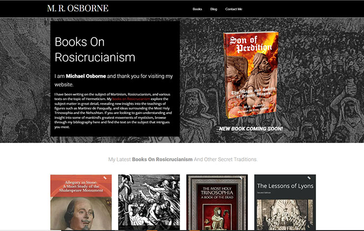 Website Design for Books on Rosicrucianism | M R Osborne