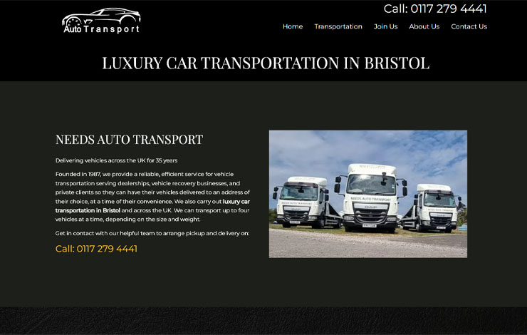 Website Design for Luxury car transportation in Bristol | Needs Auto Transport