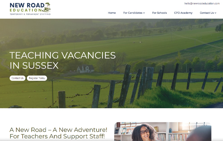 Website Design for Teaching vacancies in Sussex | New Road Education