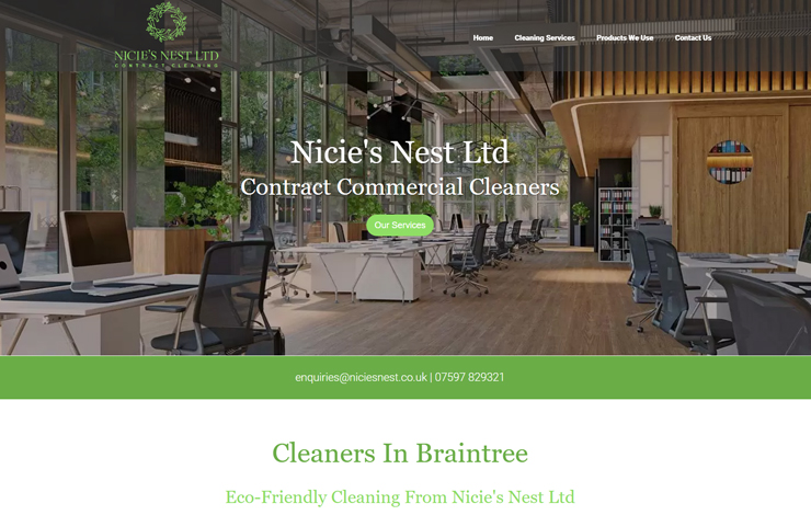 Website Design for Cleaners in Braintree | Nicie’s Nest Ltd