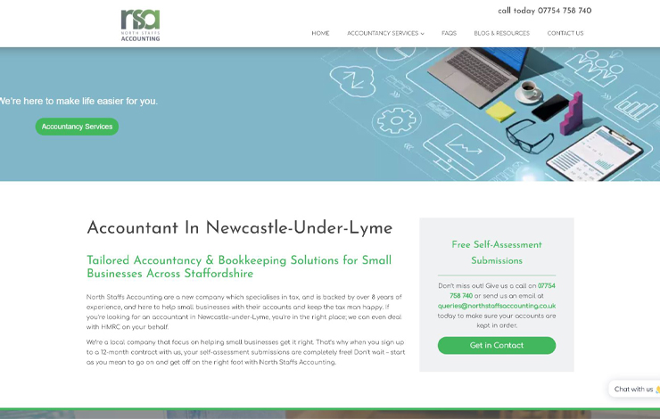 Website Design for Accountant in Newcastle-under-Lyme | North Staffs Accounting
