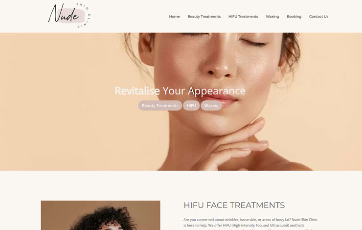 Website Design for HIFU face treatments | Nude Skin Clinic