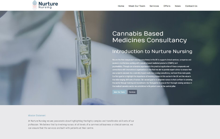 Website Design for Cannabis based medicines consultancy | Nurture Nursing