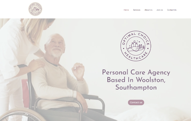 Website Design for Personal Care Agency Woolston | Optimal Choice Healthcare Ltd