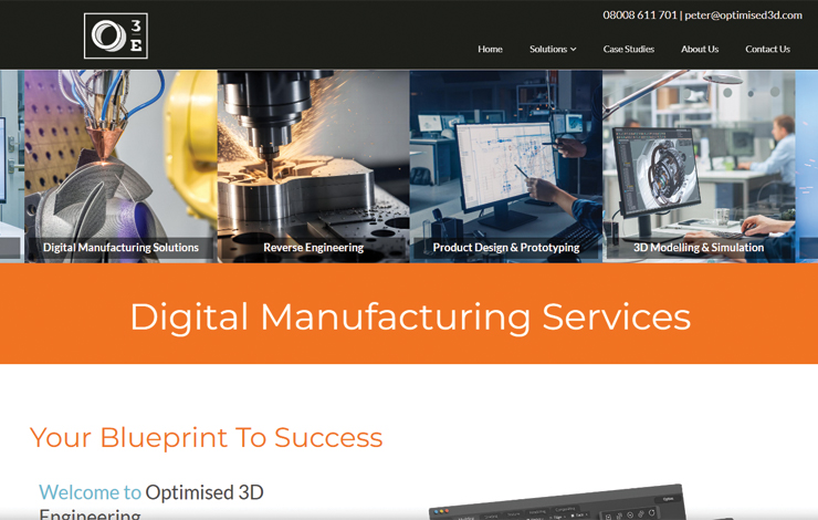 Website Design for Digital Manufacturing Services | Optimised 3D Engineering