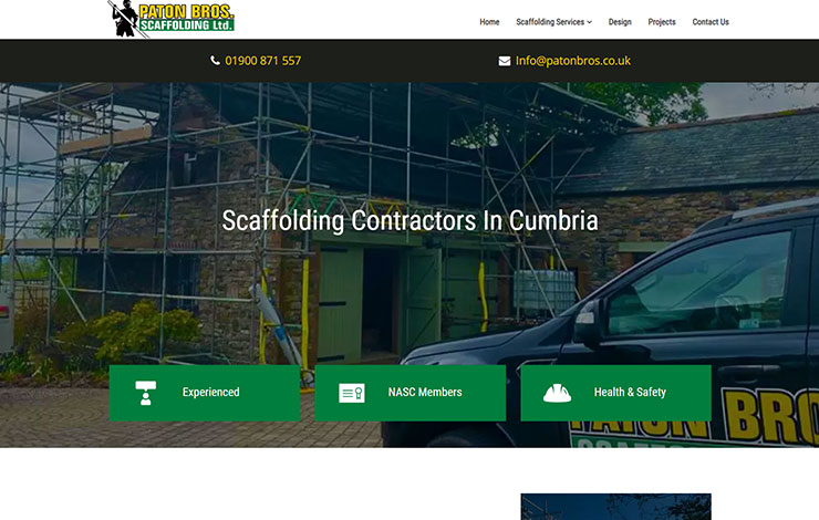 Website Design for Scaffolding contractors in Cumbria | Paton Bros Scaffolding Lt