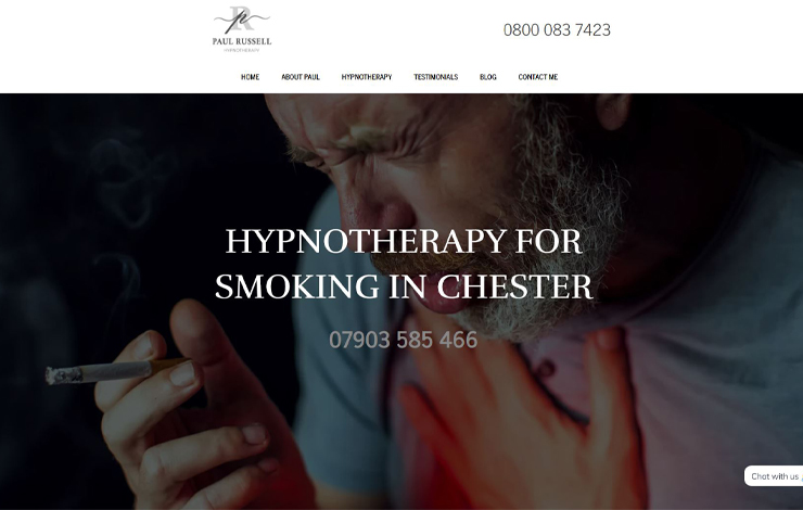 Website Design for Hypnotherapy for Smoking in Chester | Paul Russell