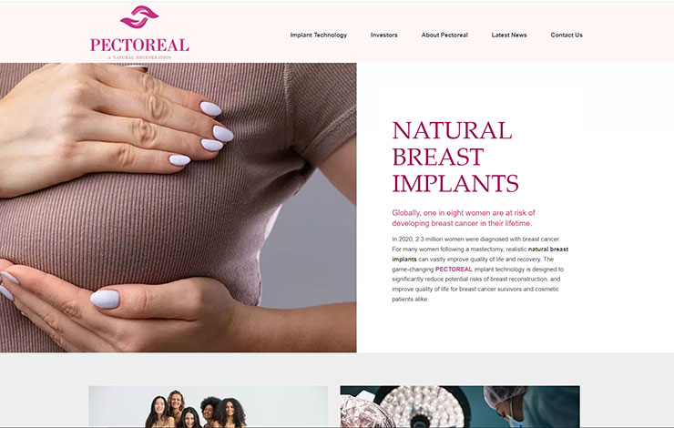 Website Design for Natural Breast Implants | Pectoreal