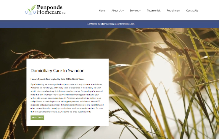 Website Design for Domiciliary Care in Swindon | Penponds Home Care Ltd
