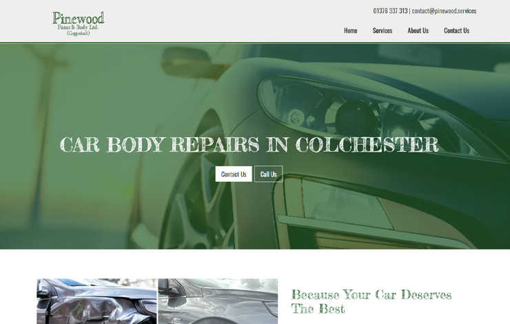 Website Design for Car Body Repairs in Colchester | Pinewood Paint & Body