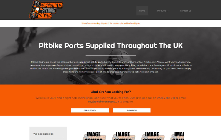 Website Design for Pitbike Parts | Supermoto Pitbike Racing