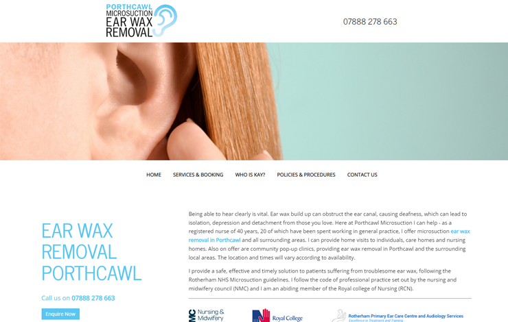 Website Design for Ear Wax Removal | Porthcawl Microsuction | Home