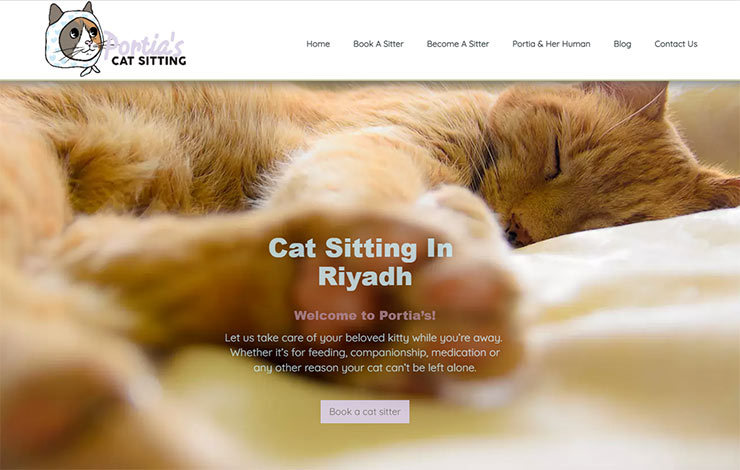 Website Design for Cat Sitting in Riyadh | Portia's Cat Sitting