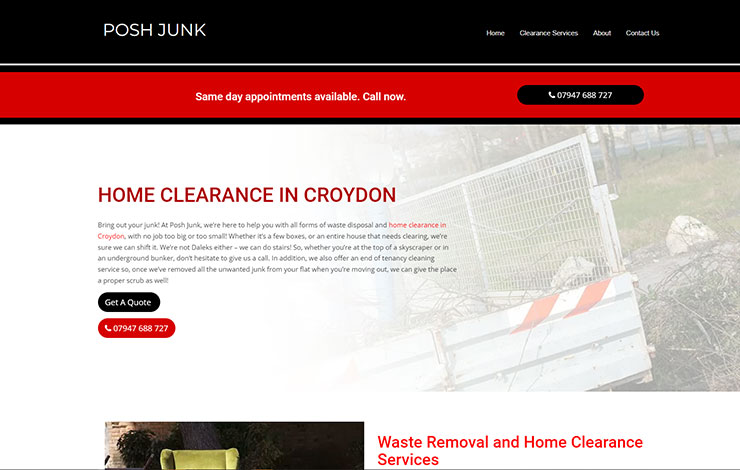 Website Design for Home Clearance in Croydon | Posh Junk