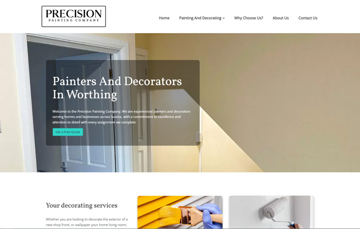 Website Design for Painters and Decorators in Worthing | Precision Painting Co.
