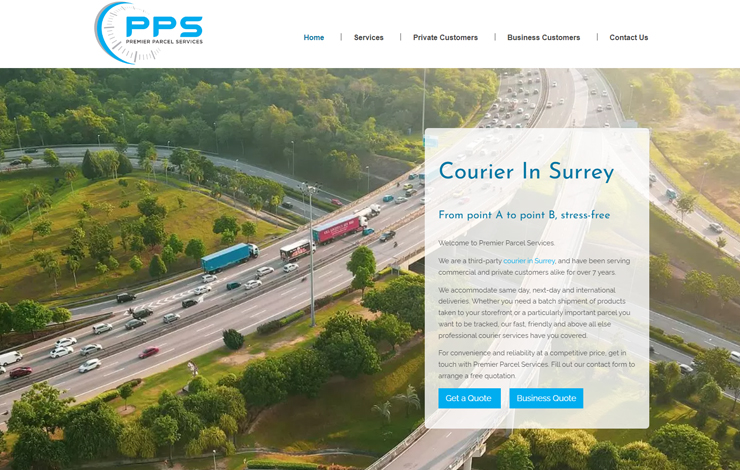Website Design for Courier in Surrey | Premier Parcel Services