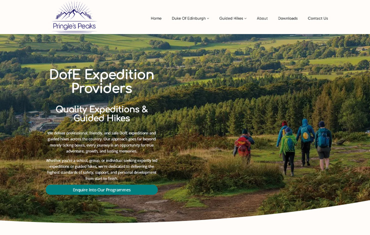 Website Design for DofE Expedition Providers | Pringles Peaks