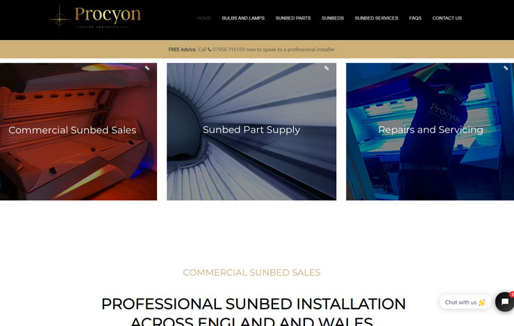 Website Design for Commercial sunbed sales | Procyon Tanning Logistics