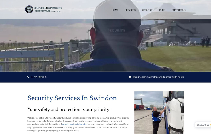 Website Design for Security services in Swindon | Protect Life Security