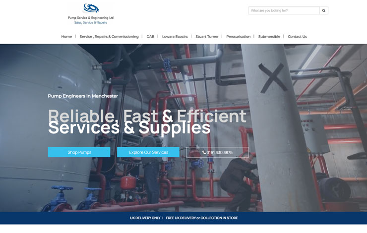 Website Design for Pump Engineers Manchester | Repairs, Maintenance & Sales
