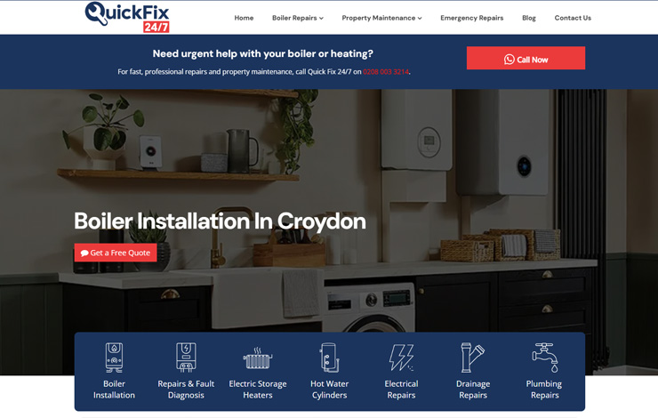 Website Design for Boiler Installation & Repairs in Croydon | Quick Fix 24/7