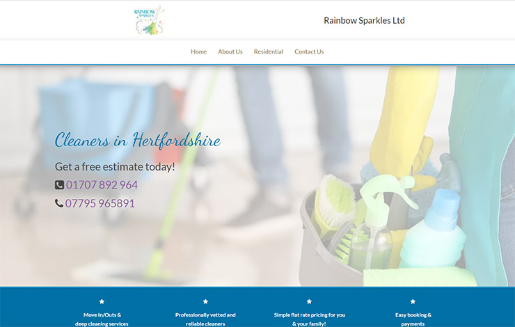 Website Design for Cleaning Services Hertfordshire | Rainbow Sparkles Ltd