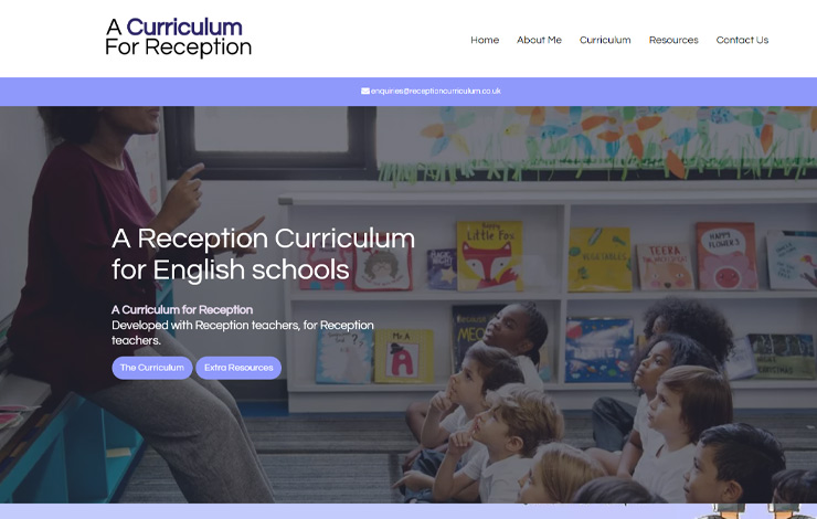 Website Design for Reception Curriculum for English Schools