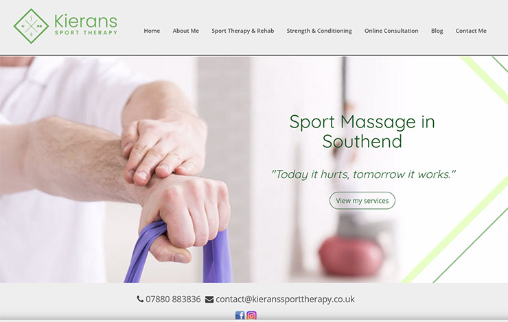 Website Design for Sport Massage in Southend | Kieran's Sport Therapy