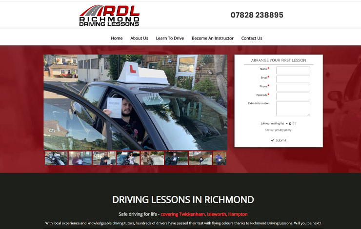 Website Design for Driving lessons in Richmond | Richmond Driving Lessons