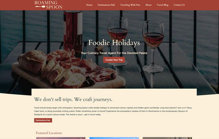 Website Design for Foodie Holidays & Culinary Travel Agent | Roaming Spoon