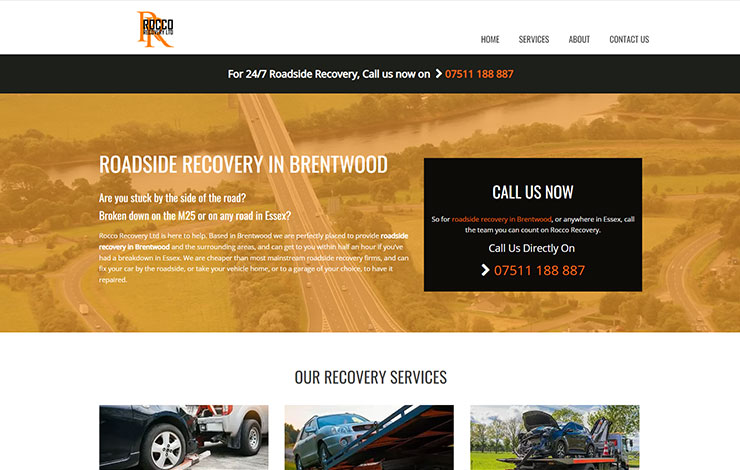 Website Design for Roadside Recovery Brentwood | Rocco Recovery Ltd 