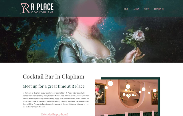 Website Design for Cocktail Bar in Clapham | R Place