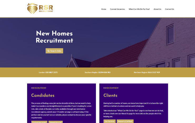 Website Design for New Homes Recruitment | RSR Recruitment | Home