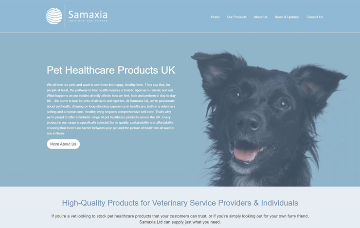 Website Design for Pet Healthcare Products UK | Samaxia Ltd