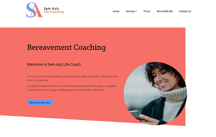 Website Design for Bereavement Coaching | Sam Aziz Life Coach