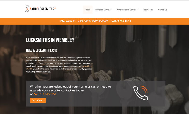Website Design for Locksmiths in Wembley | S & S Locksmiths Ltd