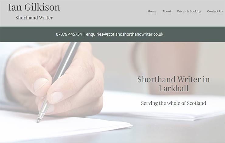 Website Design for Shorthand writer in Larkhall | Scotland Shorthand Writer 