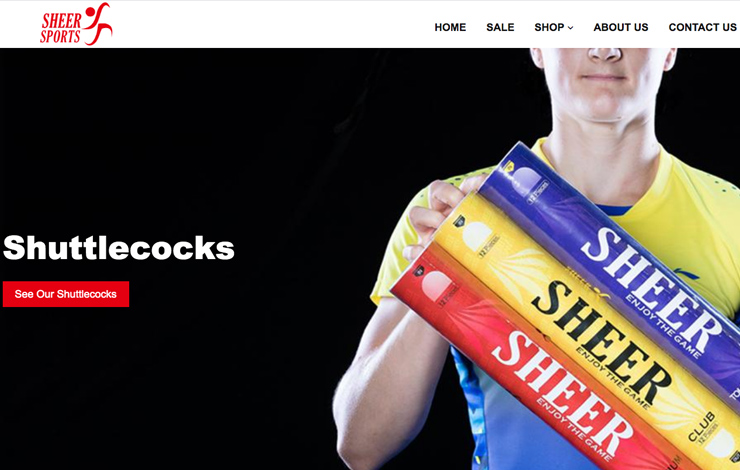 Website Design for Badminton shuttlecocks rackets and clothes | Sheer Sports