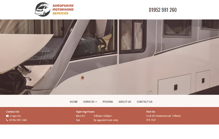 Website Design for Motorhome Repairs Shropshire | Shropshire Motorhome Services