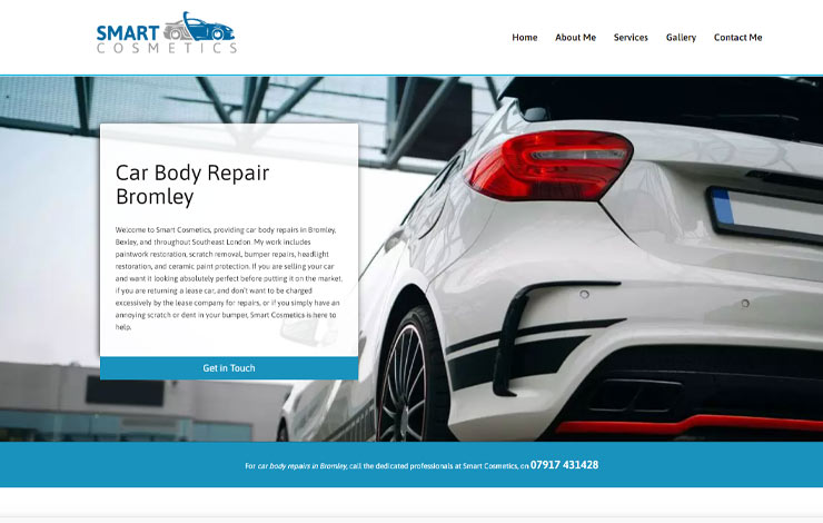 Website Design for Car Body Repair Bromley | Smart Cosmetics