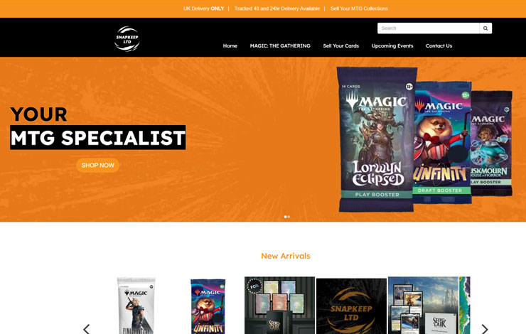 Website Design for Magic the Gathering Card Seller UK | Buy & Sell MTG Cards Online
