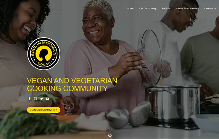 Website Design for Vegan and Vegetarian Cooking Community | Soul in Mommas Dough