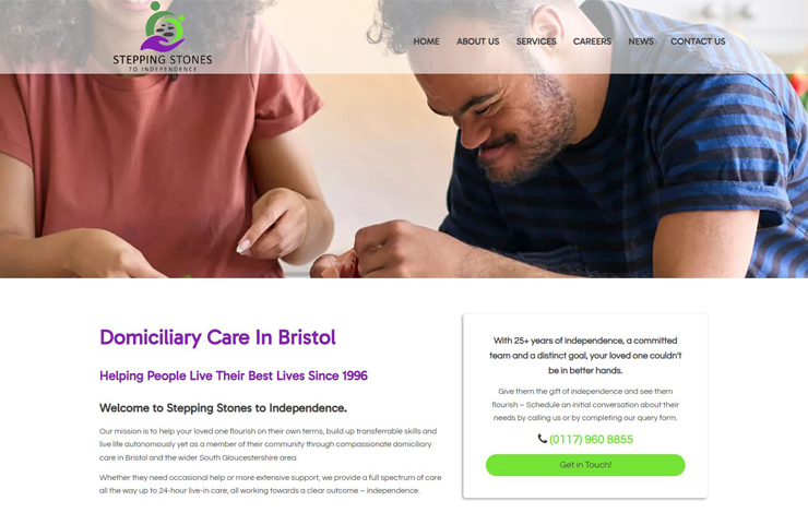 Website Design for Domiciliary Care in Bristol | Stepping Stones to Independence