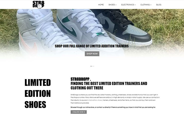 Website Design for Limited Edition Shoes | Str8Drop