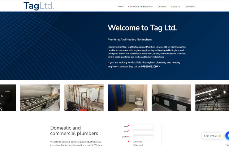 Website Design for Plumbing And Heating Nottingham | TAG LTD